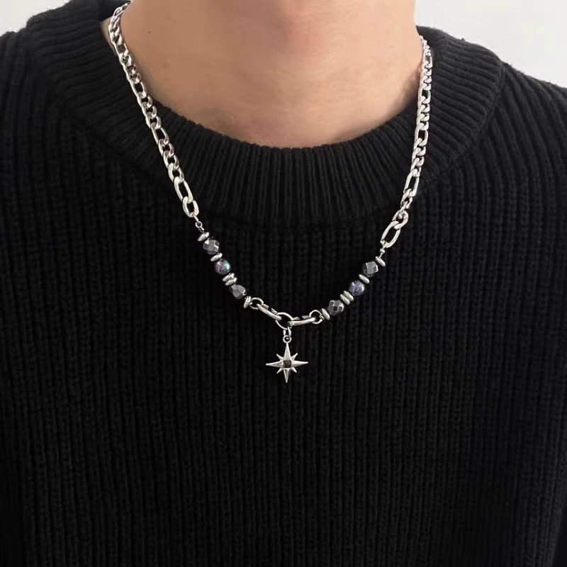 Planderful Jewelry Octagram Necklace Titanium Steel Men Women Unisex Modern Design