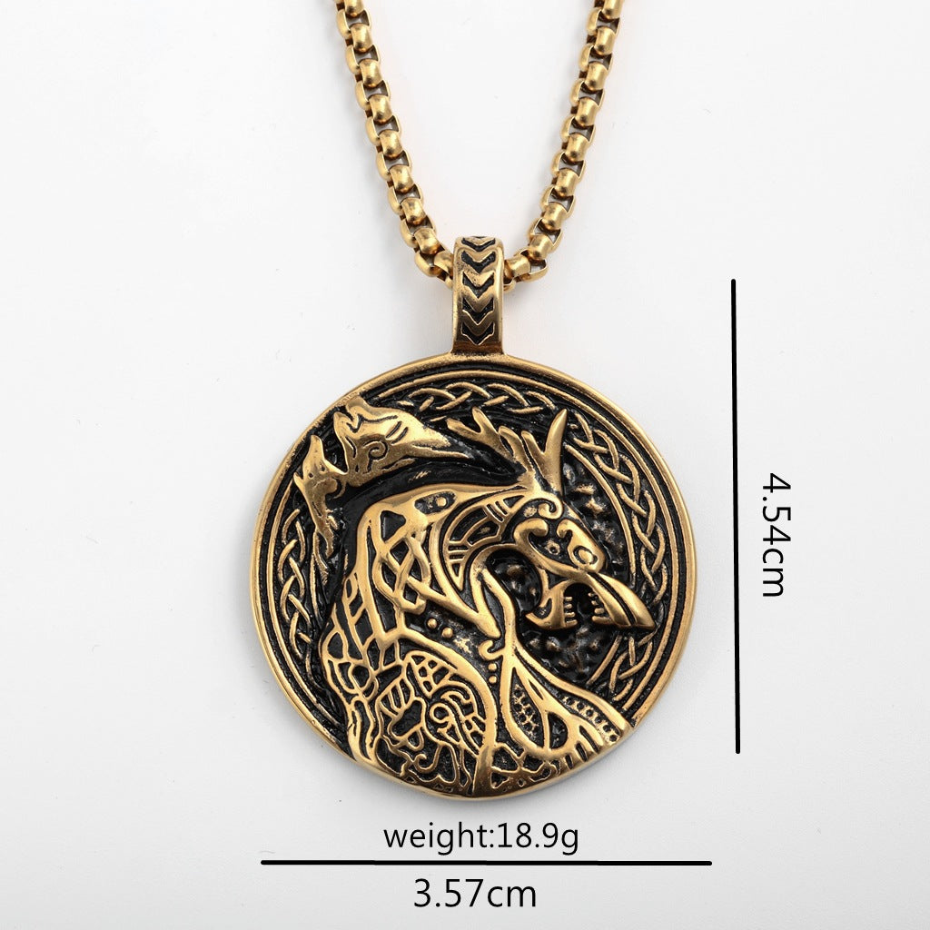 Punk Wolf Stainless Steel Men's Pendant Necklace