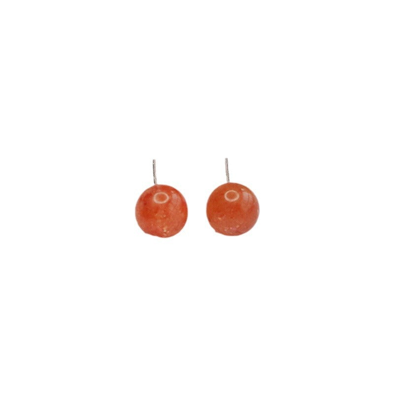Golden Sunstone Bead 925 Silver Stud Earrings