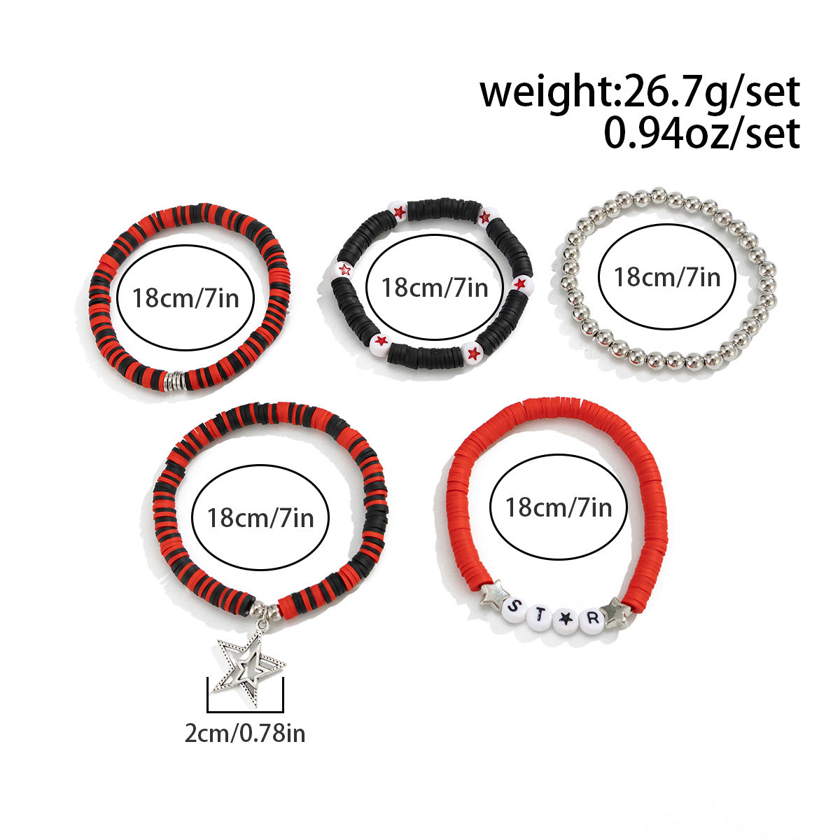 Planderful Vienna Verve Friendship Star Bracelet Set Stacking Elastic Beaded Jewelry For Women