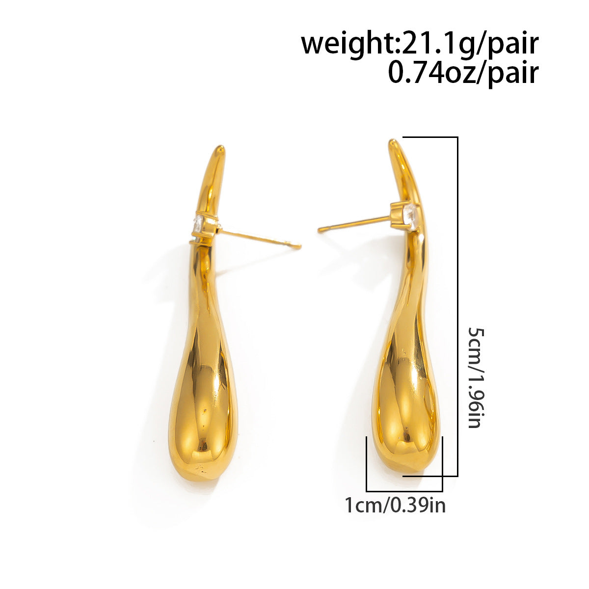 Planderful Vienna Verve Stainless Steel Water Drop Ear Clips Zircon C Shape Non Piercing For Women
