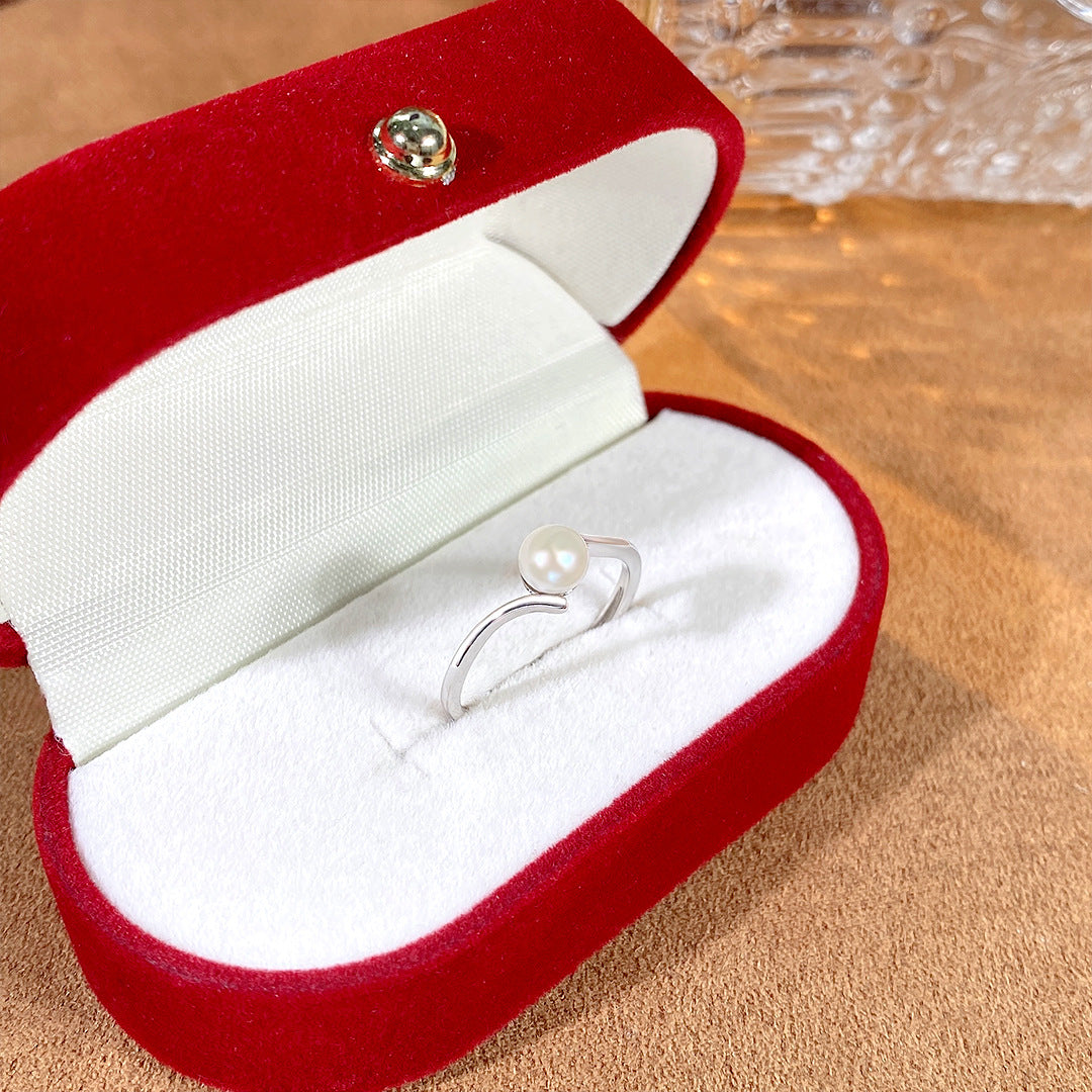 S925 Sterling Silver Freshwater Pearl Ring — Adjustable