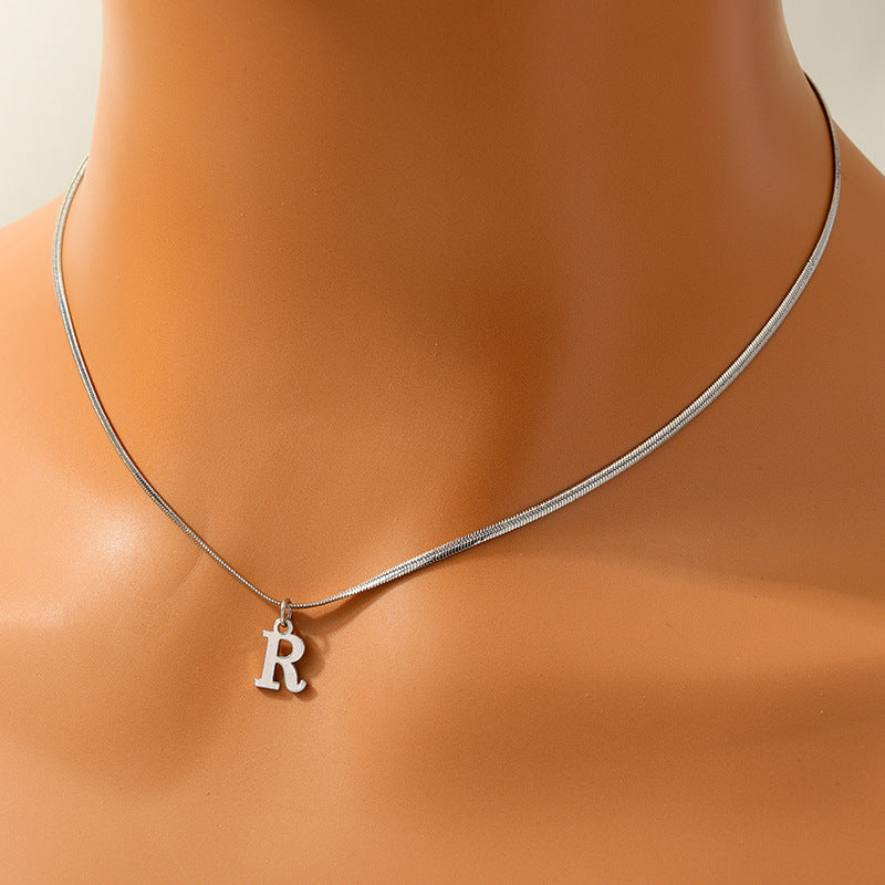 French Elegant 26-Letter Pendant Necklace with Minimalist Design for Women's Chic and Delicate Weave Chain, Choker, Neckpiece