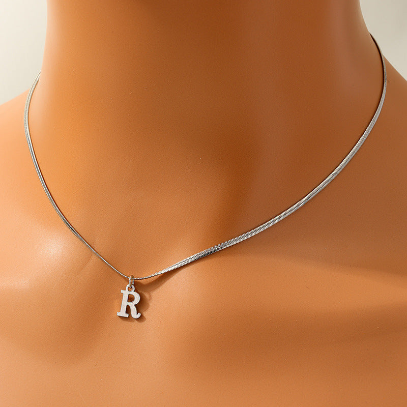 French Elegant 26-Letter Pendant Necklace with Minimalist Design for Women's Chic and Delicate Weave Chain, Choker, Neckpiece