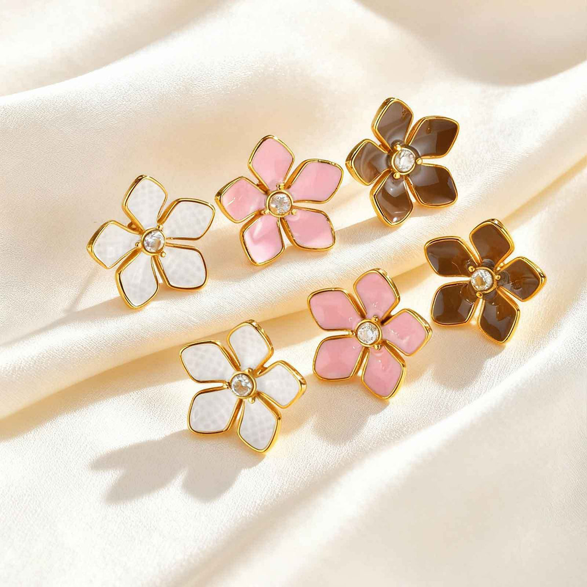 Stainless Steel Floral Earrings
