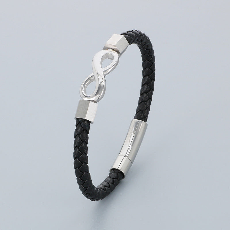 Planderful Infinity Symbol Leather Bracelet For Men
