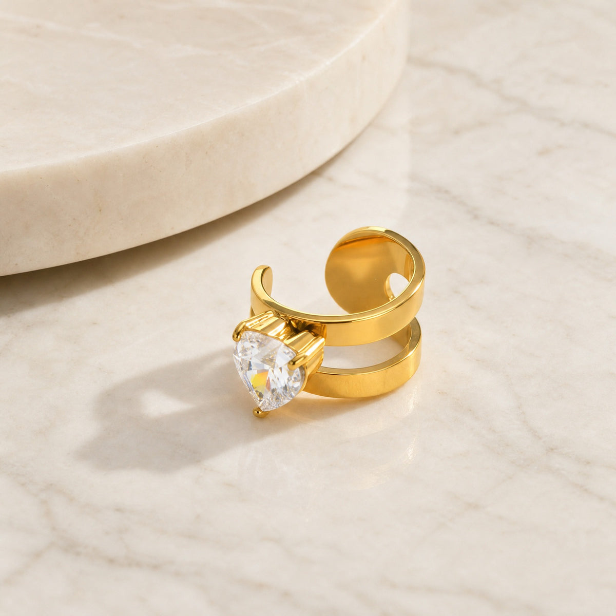 Stainless Steel Zircon Heart Earrings