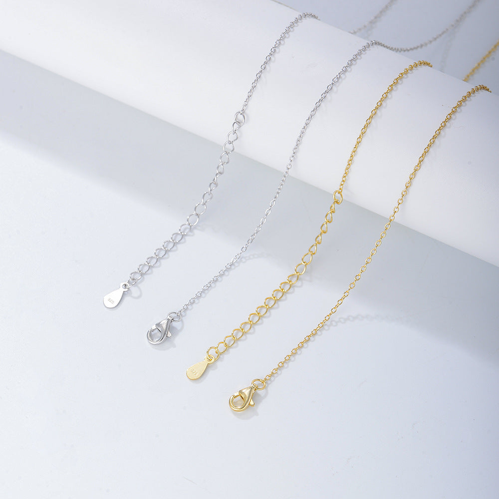 S925 Sterling Silver Personality Zircon Double Circle Ring Necklace Set Chain