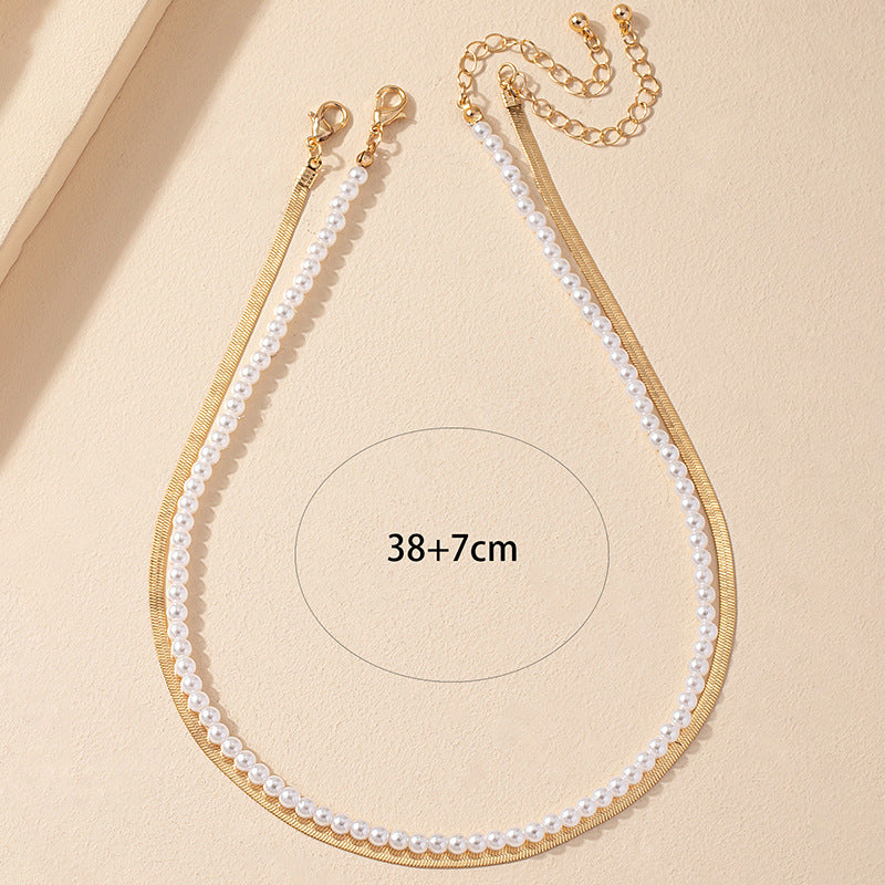 Pearl Clavicle Chain Necklace Set - Vienna Verve Collection