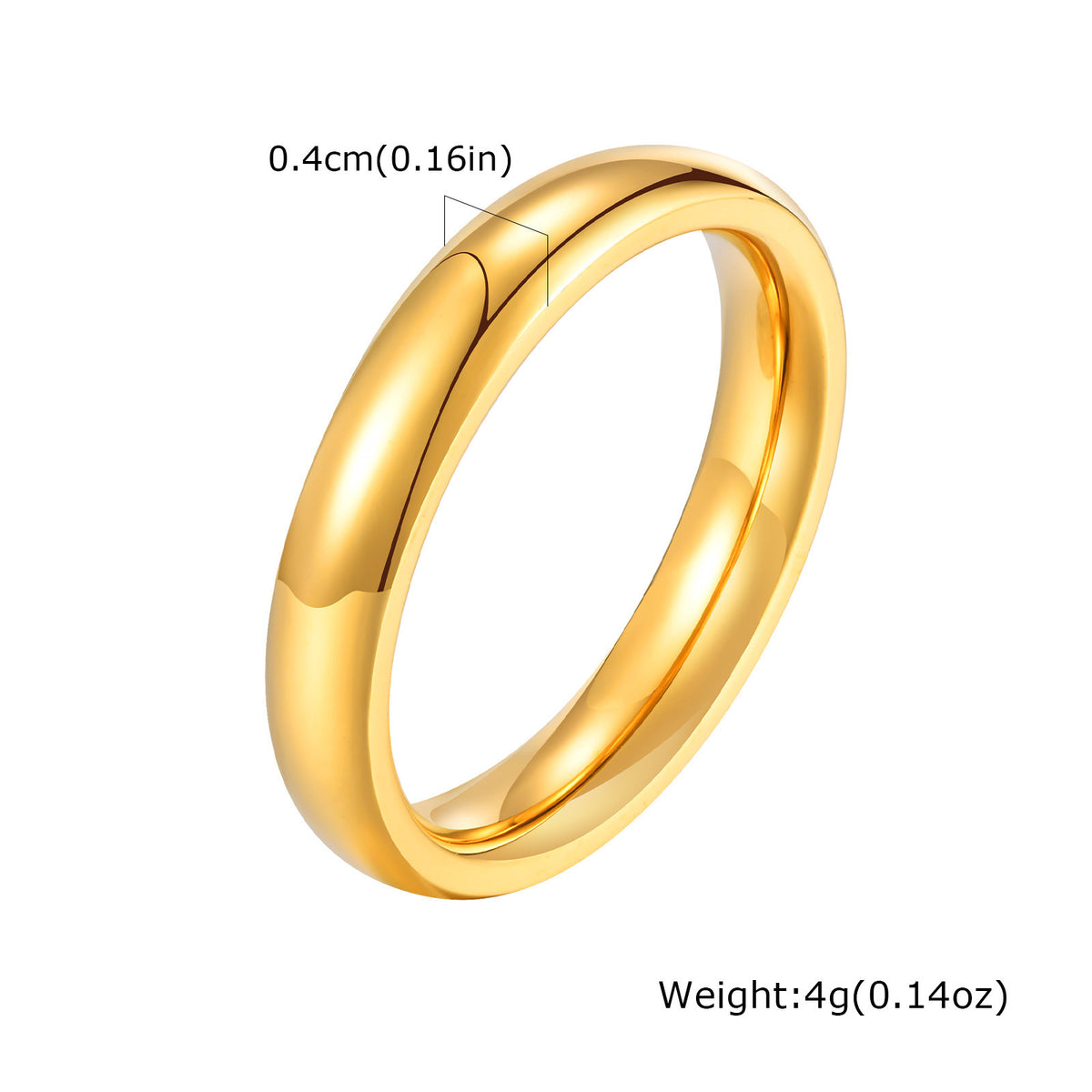 Stainless Steel Plain Ring Curved Gold Ladies