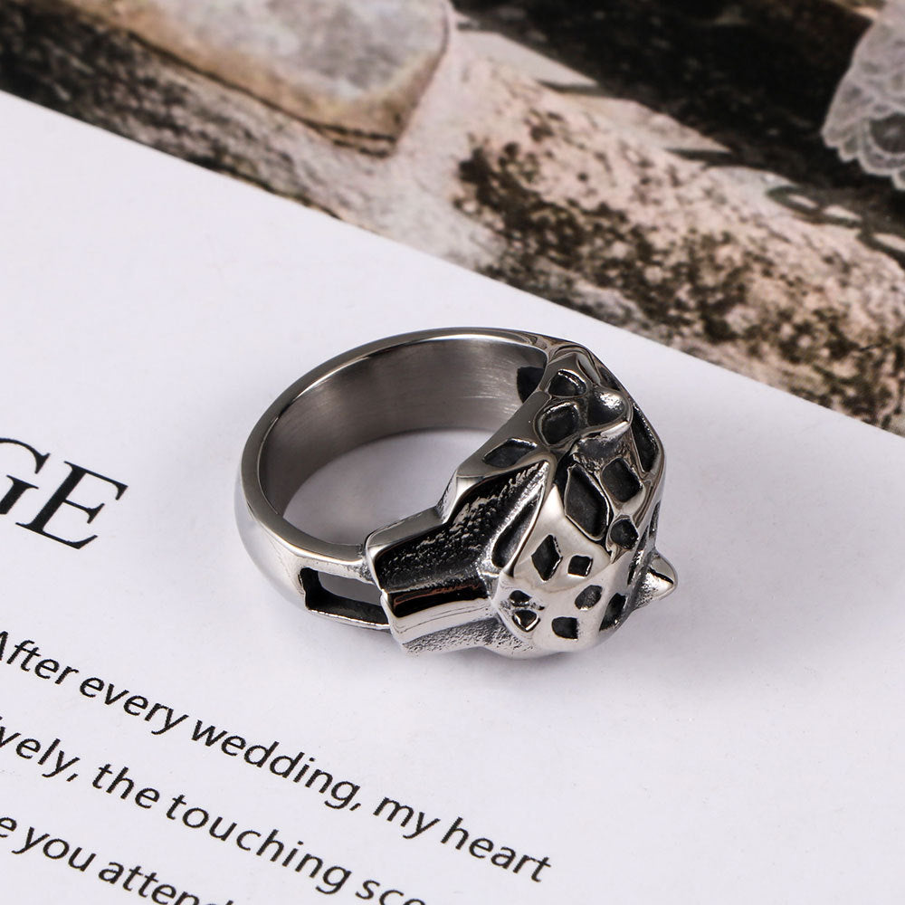 Leopard Head Mens Ring Titanium Steel Domineering Style
