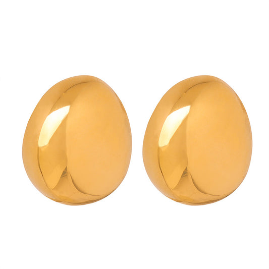 Elegant Titanium Steel Gold-Plated Oval Earrings for Women