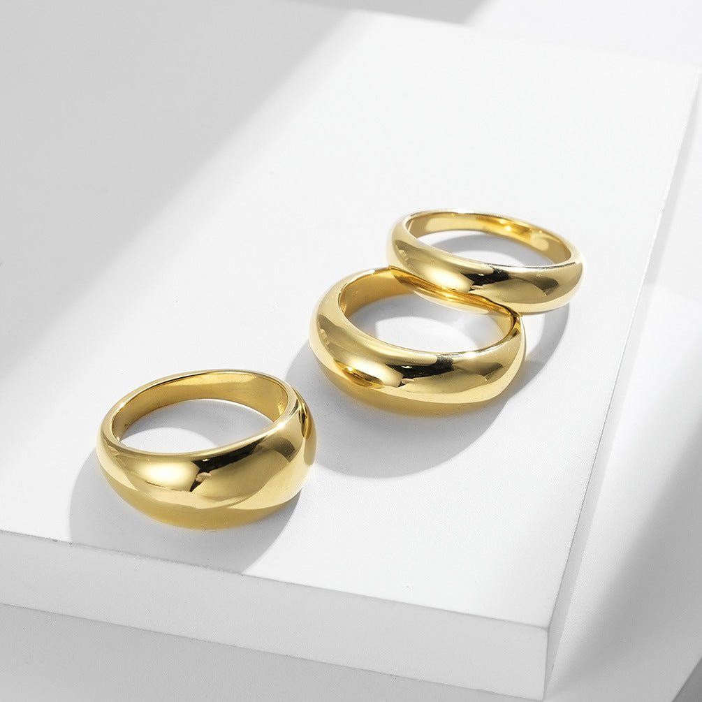 European And American Style Smooth Arc Neutral Ring Jewelry