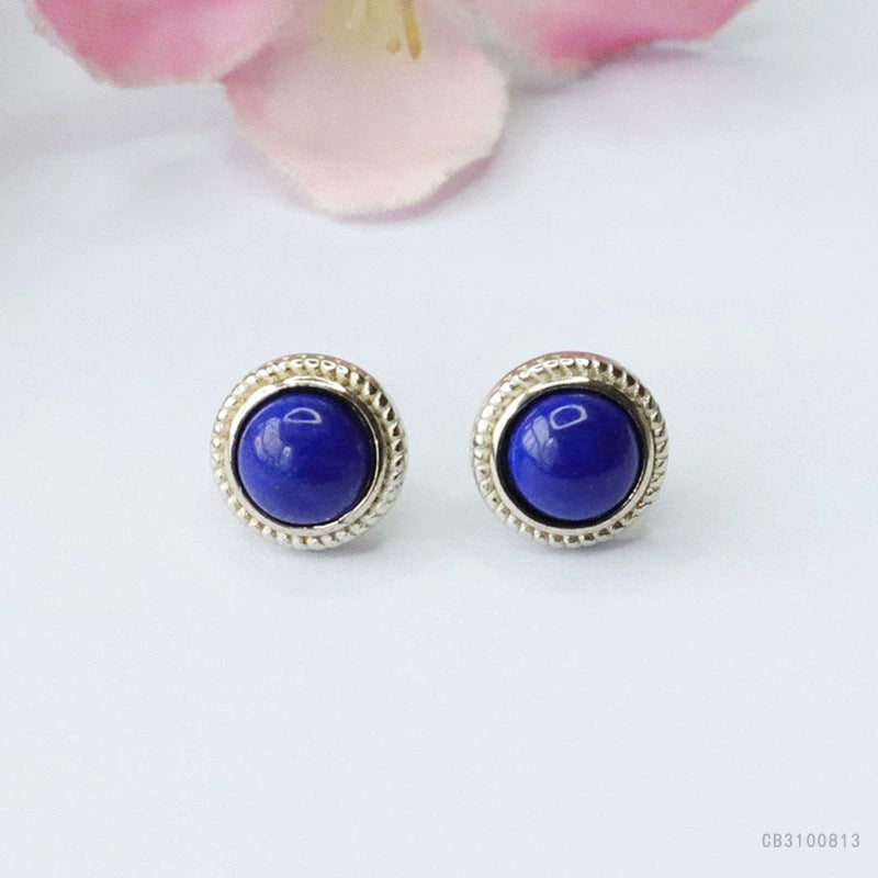 Lapis Lazuli 925 Silver Stud Earrings