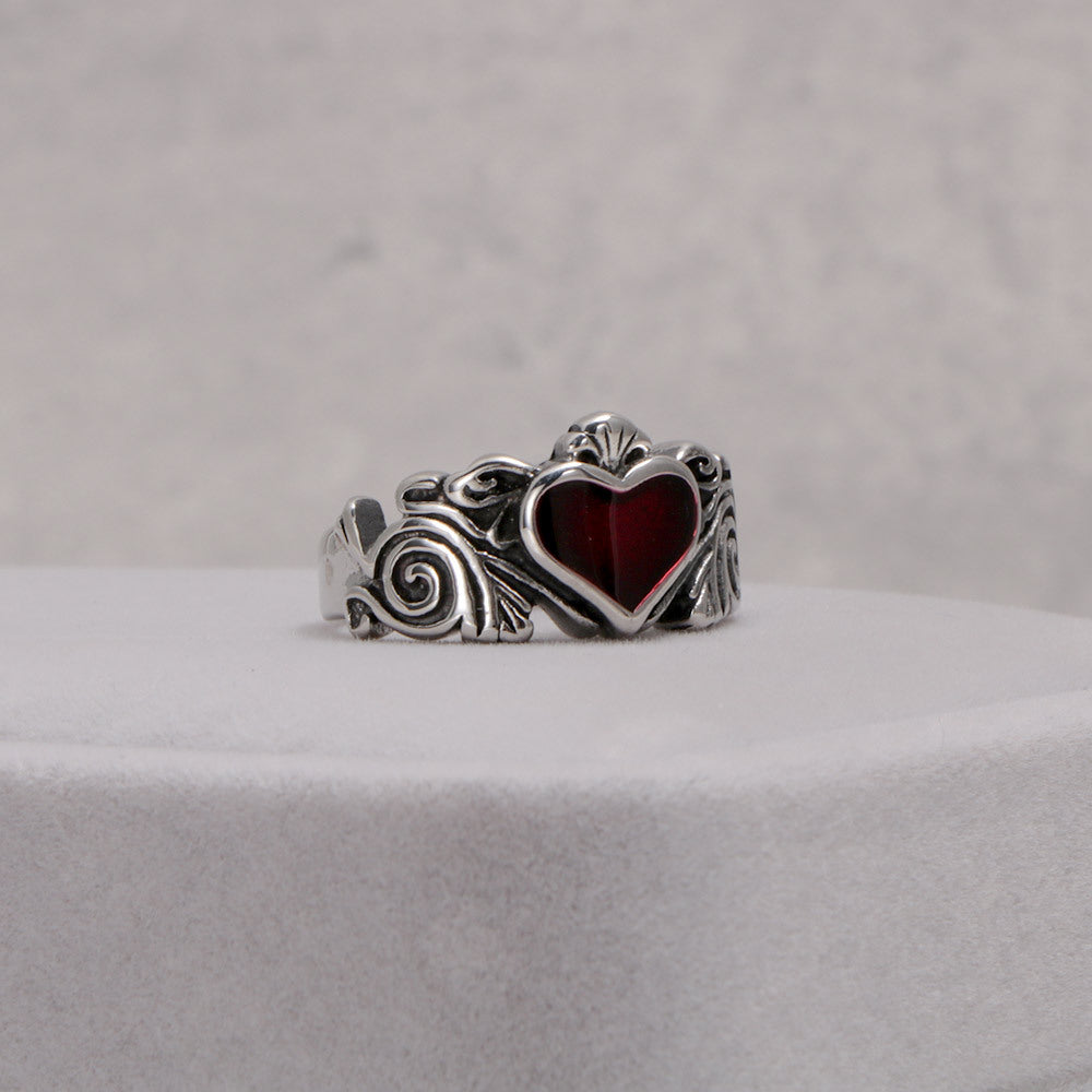 Trendy Titanium Steel Love Element Ring with Drop Glue Accents