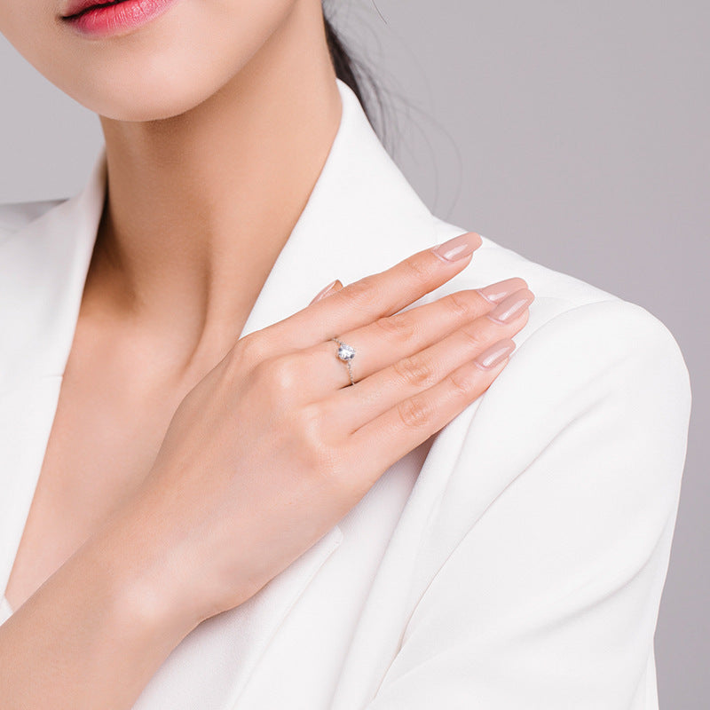 925 Sterling Silver Chain Zircon Ring