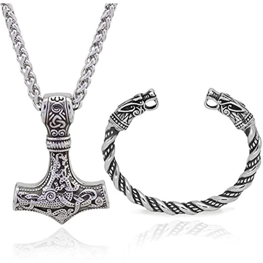 Planderful Viking Rune Hammer Necklace For Men Stainless Steel Pendant Durable Bold
