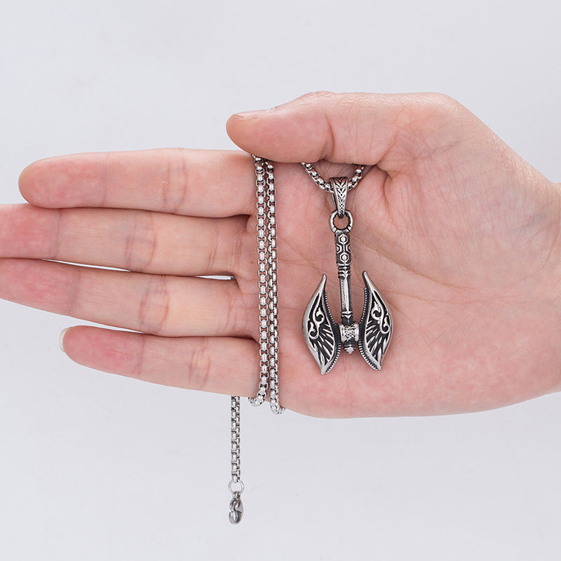 Steel Necklace - Vintage Nordic Amulet Gothic Pirate Tomahawk Design For Men Gift For Him