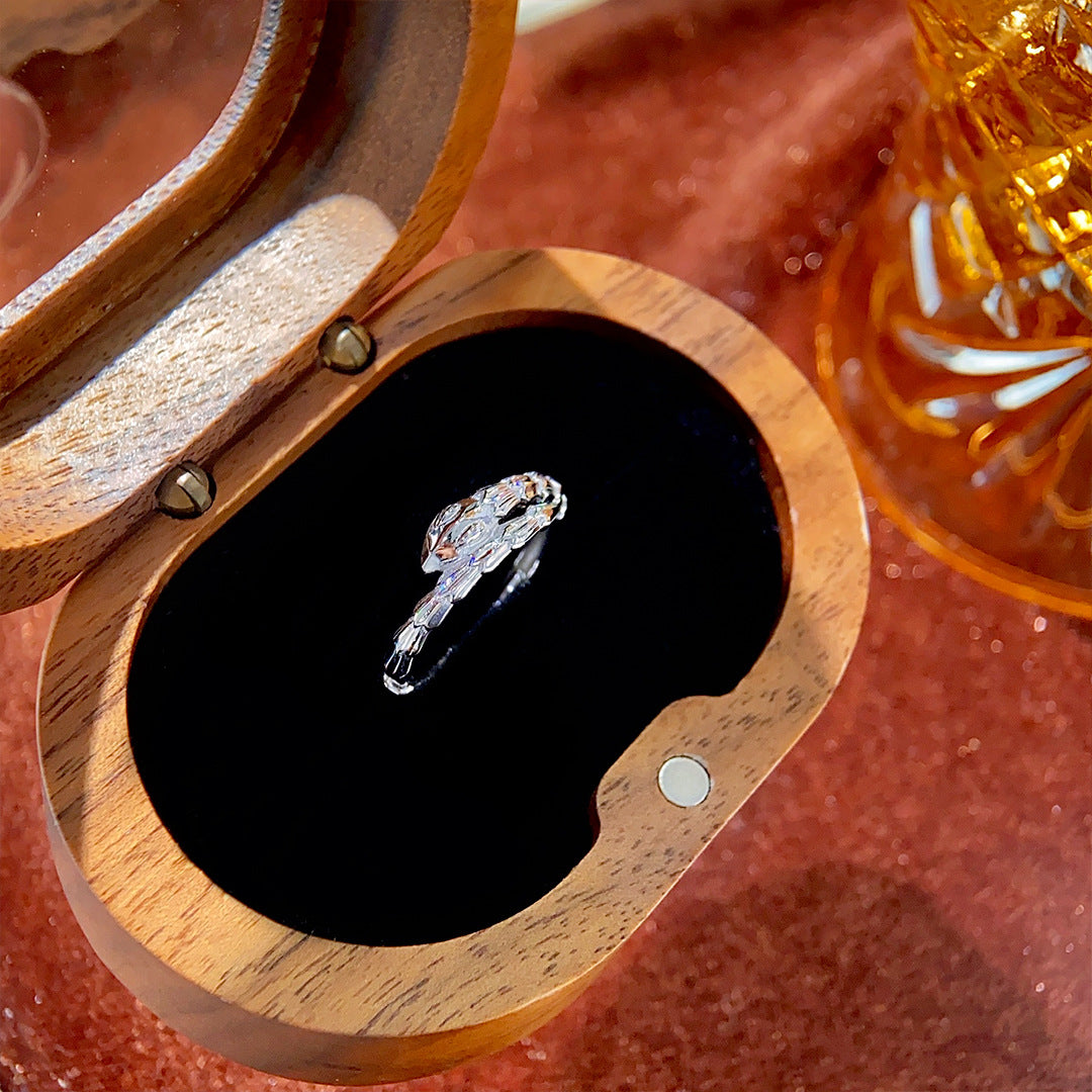 Planderful S925 Sterling Silver Colorful Snake Ring – Light Luxury High-End Zodiac Snake Ring Adjustable