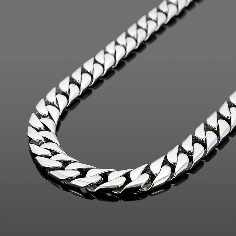 Stainless Steel Men's Cuban Chain Necklace, Titanium Steel Electroplated 18k Gold Thick Chain