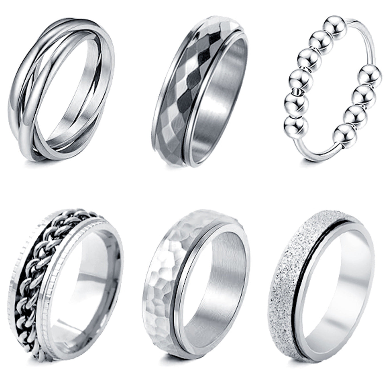 Planderful Rotating Titanium Steel Matte Ring For Women