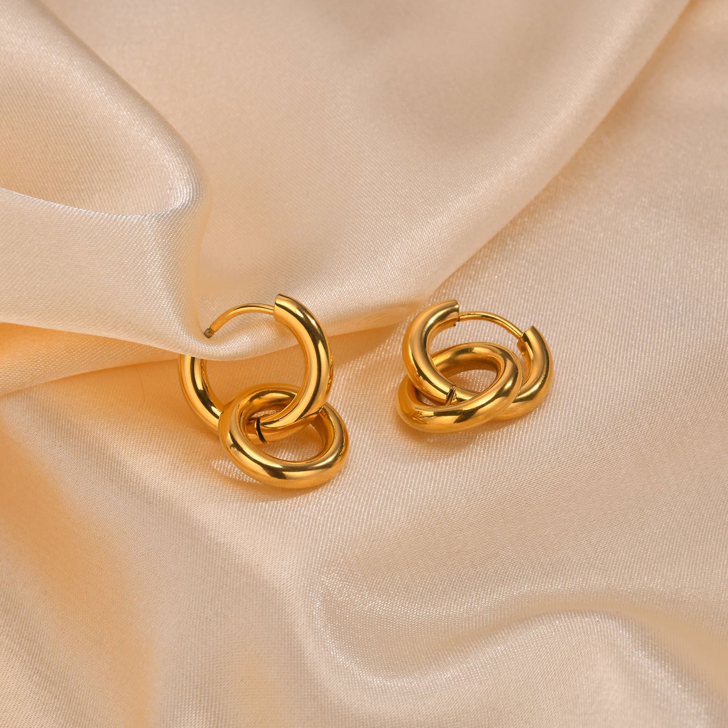 Cross-Border Accessories Stainless Steel Double-Ring Earrings