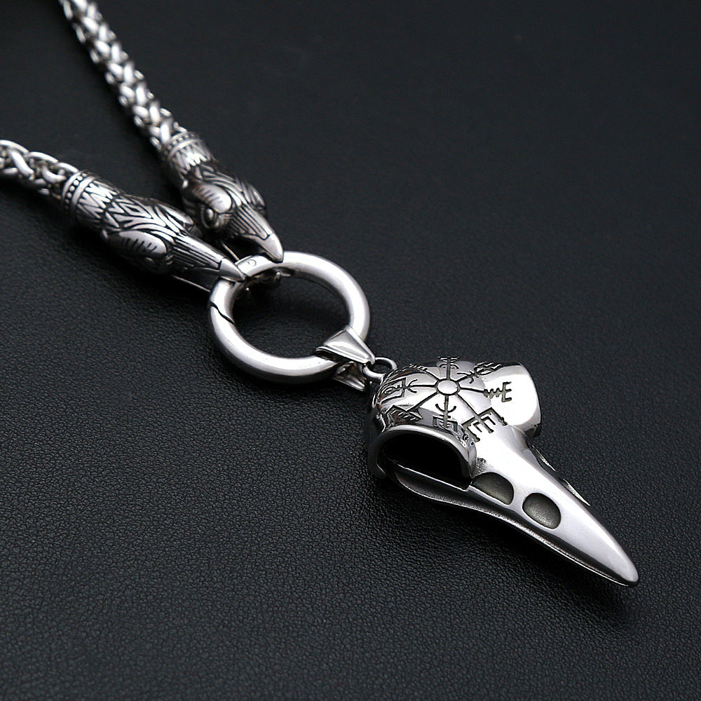Punk Skull Compass Stainless Steel Pendant Necklace