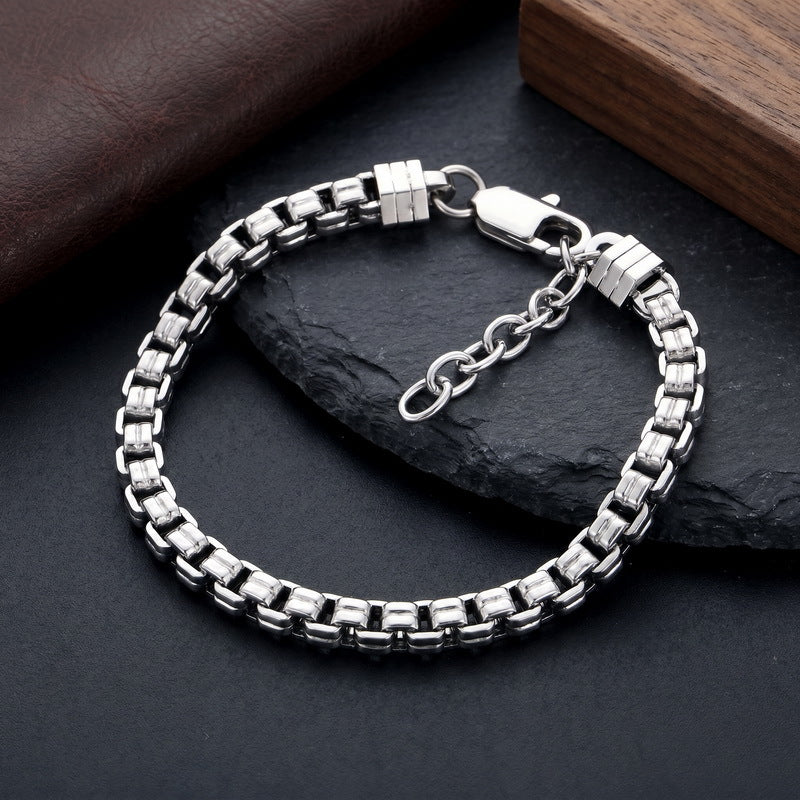 Stylish – Atmospheric Checkered Chain – Box Chain In Japan & South Korea Bracelet