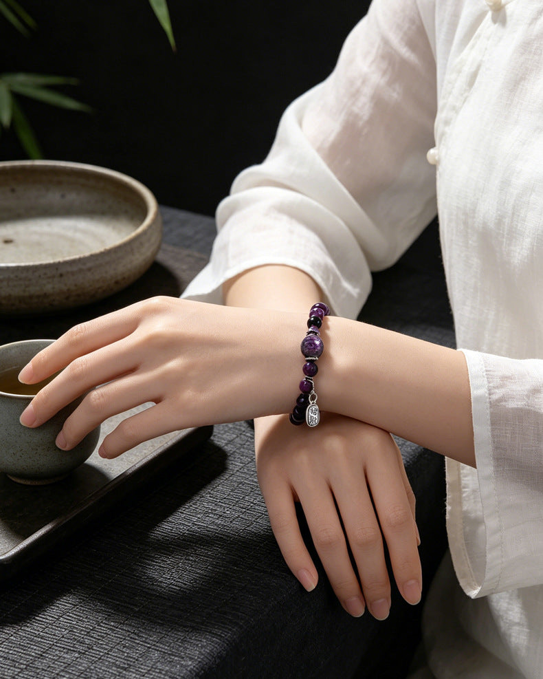 Amethyst Obsidian Crystal Dragon Bracelet