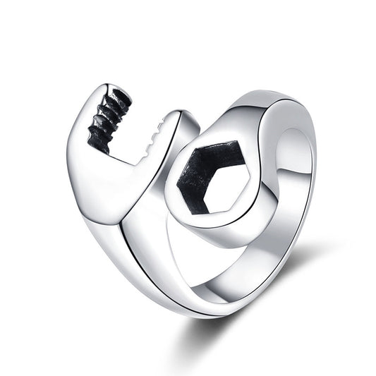 Steel Ring – Vintage Punk Wrench Screw Metal Band With Adjustable Fit And Unisex Style