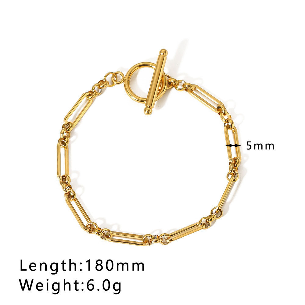 Planderful Jewelry Bamboo Chain Necklace OT Buckle Steel Hip Hop Necklace For Women