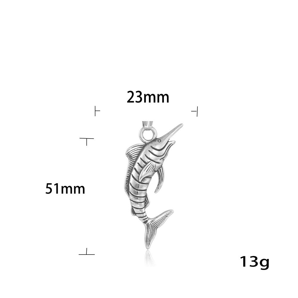 European And American Stainless Steel Sailfish Pendant Necklace