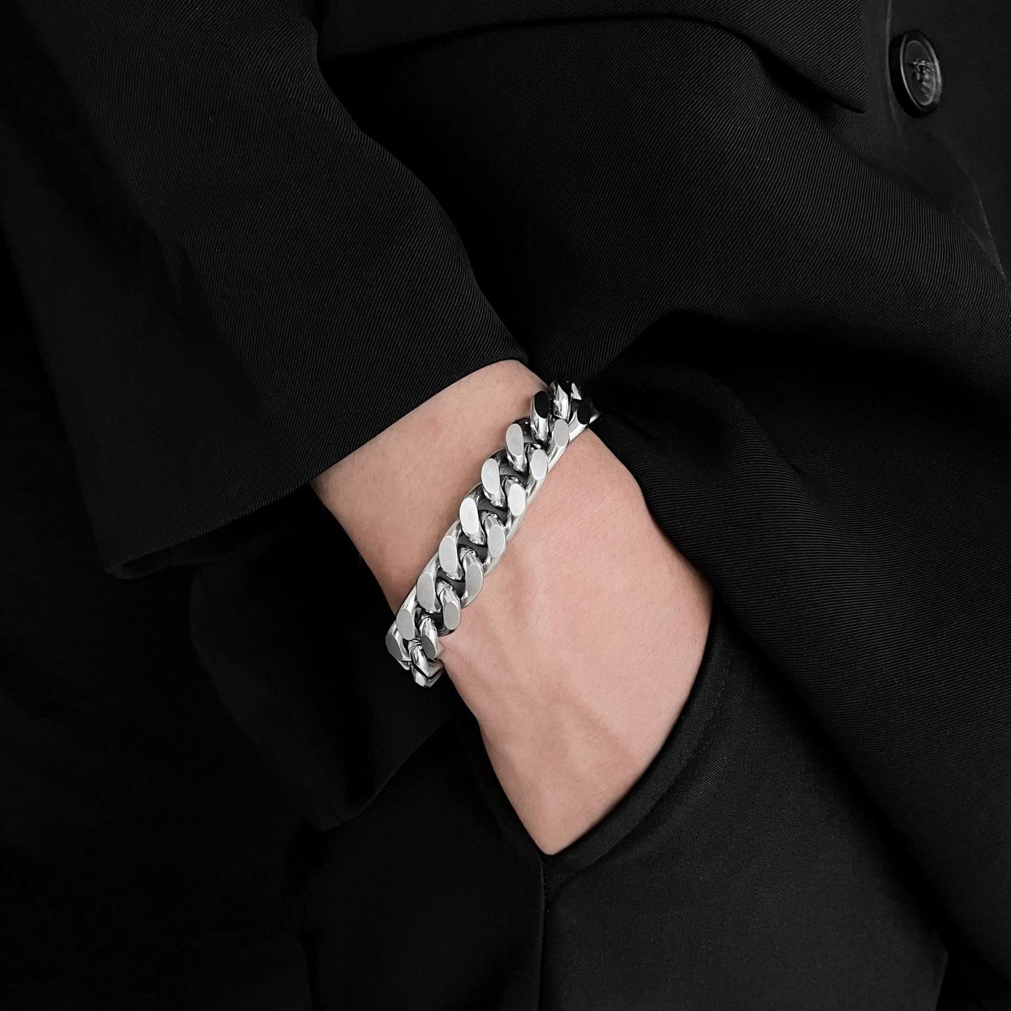 Planderful Jewelry Men's Cuban Bracelet Stainless Steel