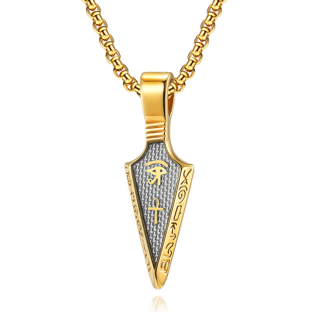 Planderful Eye Of Horus Necklace Titanium Steel Carbon Fiber Pendant For Men Bold Literary Style Jewelry