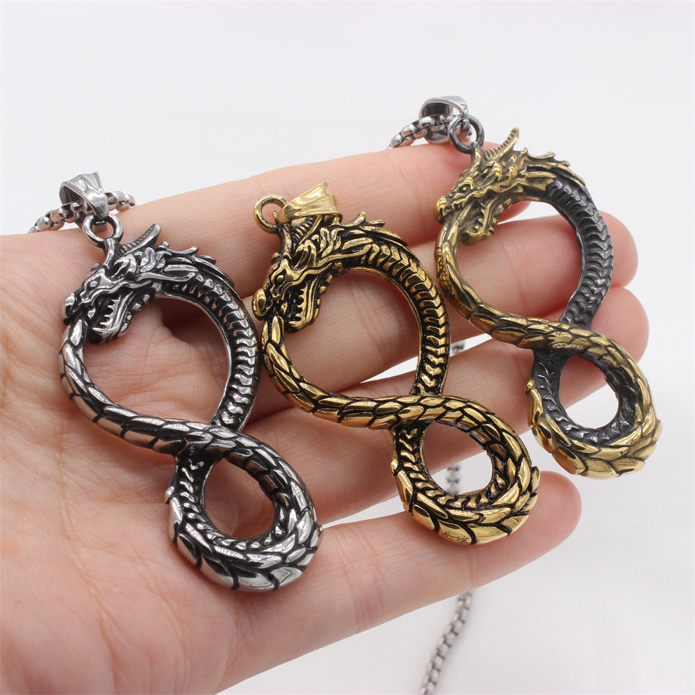 Planderful Jewelry Chinese Dragon Pendant For Men Titanium Steel Necklace Elegant Everyday Accessory