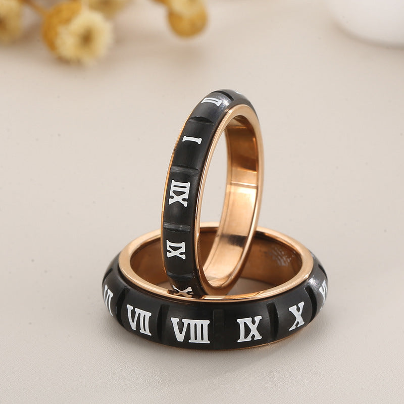 Couple Ring, Japanese And Korean Creative Stainless Steel Sand Surface Can Be Rotated