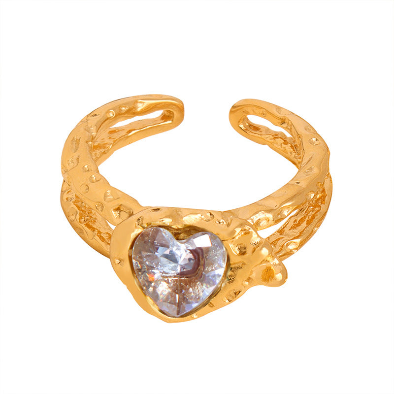 Unique Geometric Inlay Design Titanium Steel Ring for Women