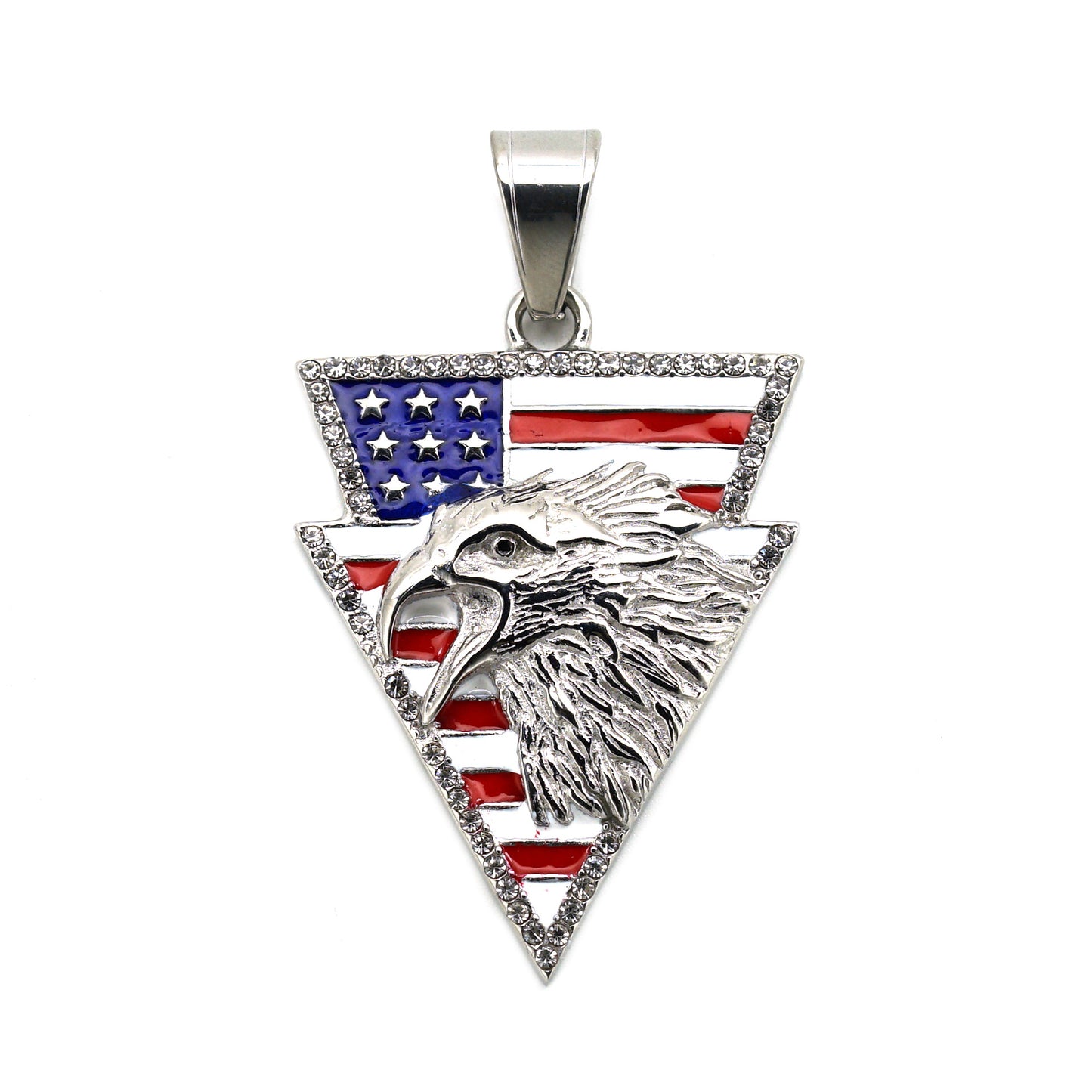 Planderful Eagle Head Pendant Stainless Steel Triangle Badge For Unisex Hip Hop Fashion Bold Statement Necklace