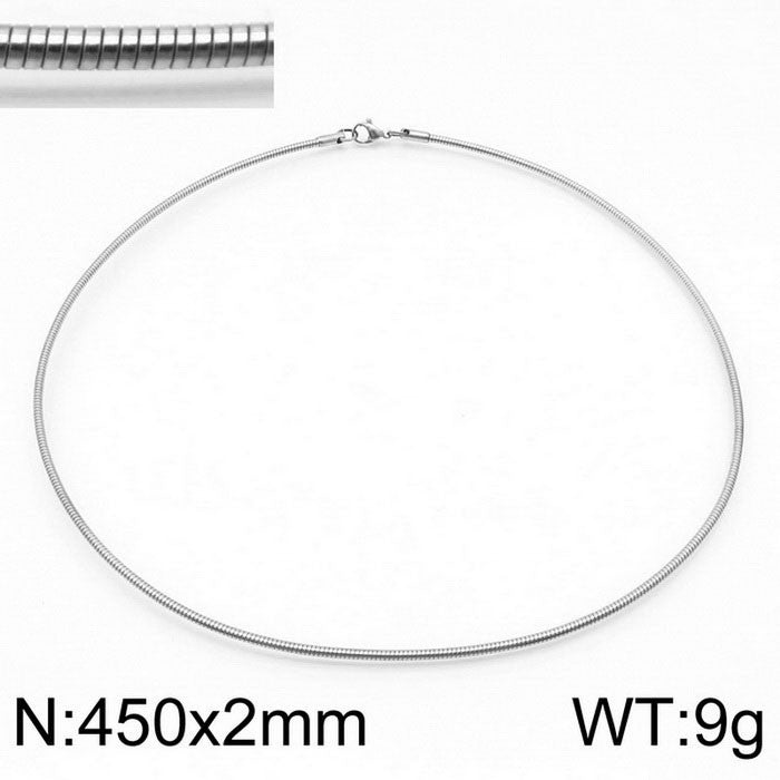 Round Stainless Steel Snake Bone Collar – Minimalist Gold Women's Necklace