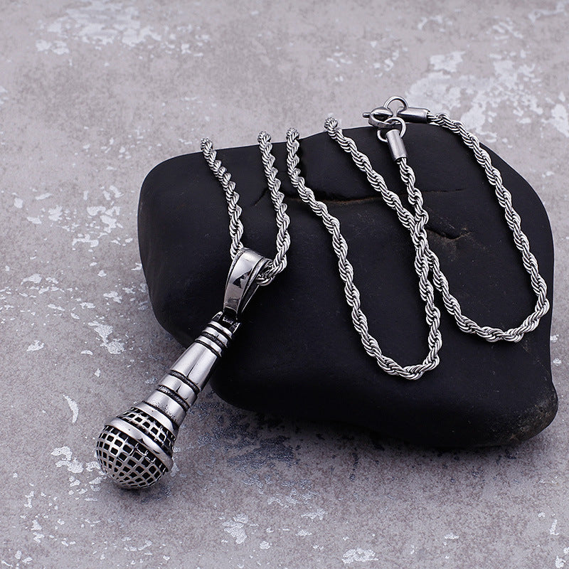Hip-Hop Style Titanium Steel Microphone Pendant for Men
