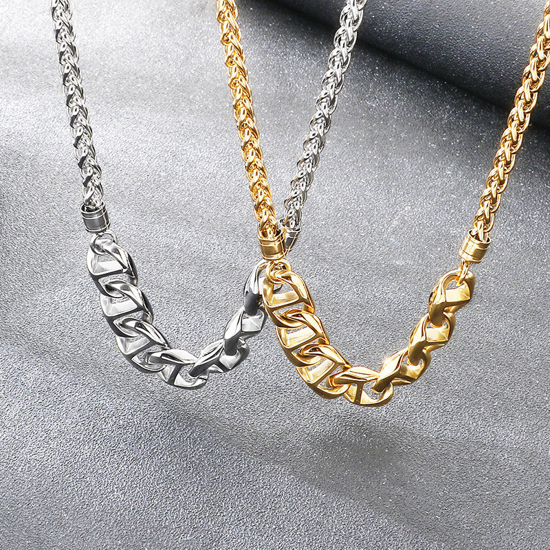 Collarbone Chain, Hip Hop Pig Nose Chain, Vacuum Electroplated Flower Basket Chain, Stainless Necklace