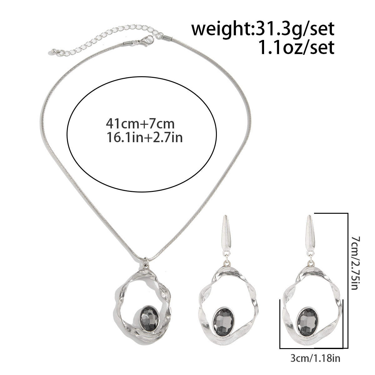 Wavy Ring Crystal-Style Jewelry Set