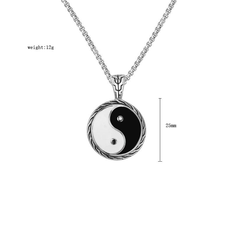 Yin Yang Bagua Titanium Pendant Unisex Jewelry Personalized Protection Retro Style Planderful