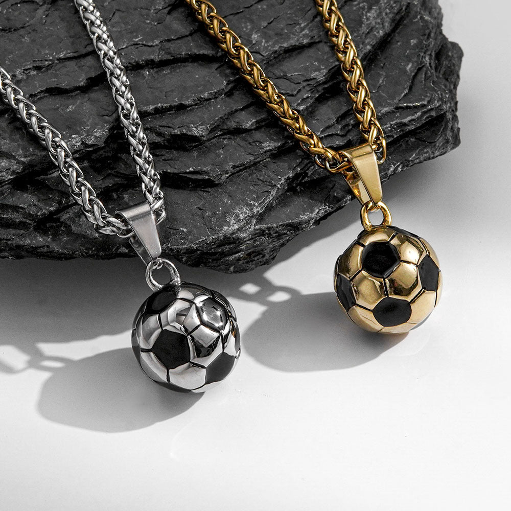 Planderful Football Necklace Stainless Steel Unisex World Cup Pendant Gift For Him Her