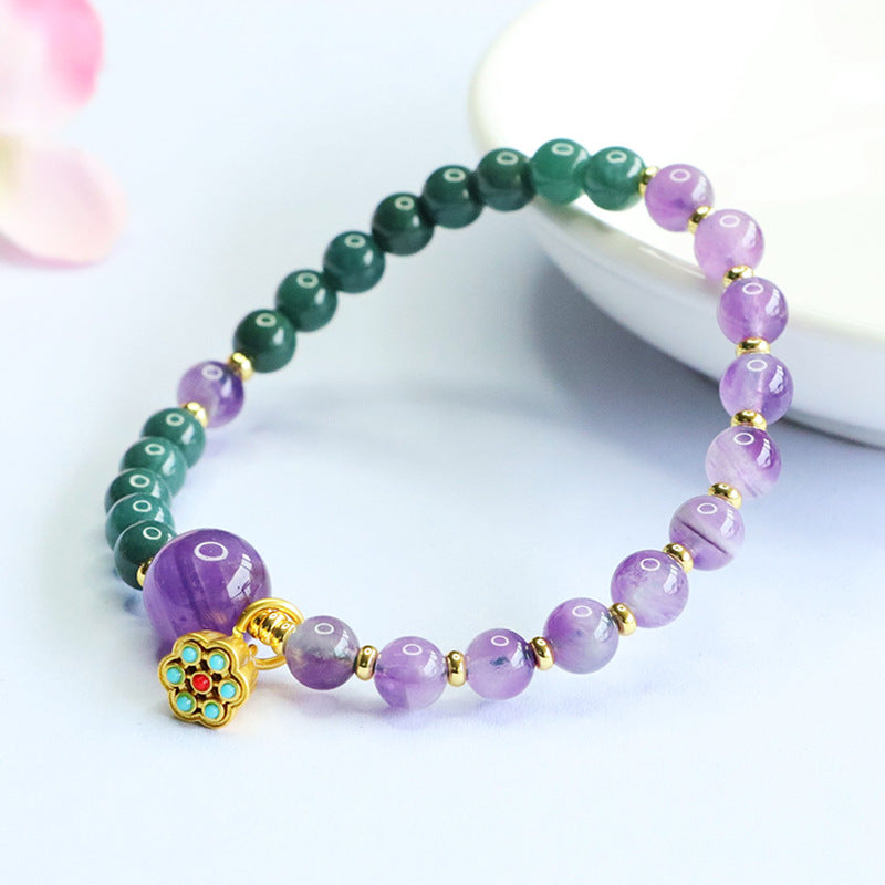 Blue Water Jadeite Amethyst Beaded Bracelet