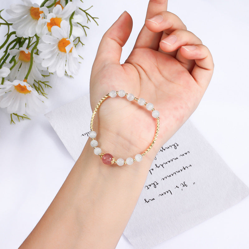 Strawberry Opal Crystal Sterling Silver Bracelet - Fortune's Favor Collection