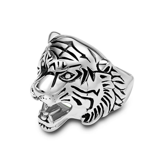 Retro Tiger Head Stainless Steel Ring Mighty Roar Jewelry