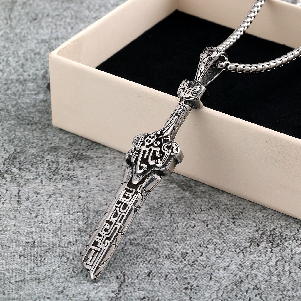 Vintage Dagger Stainless Steel Pendant Necklace