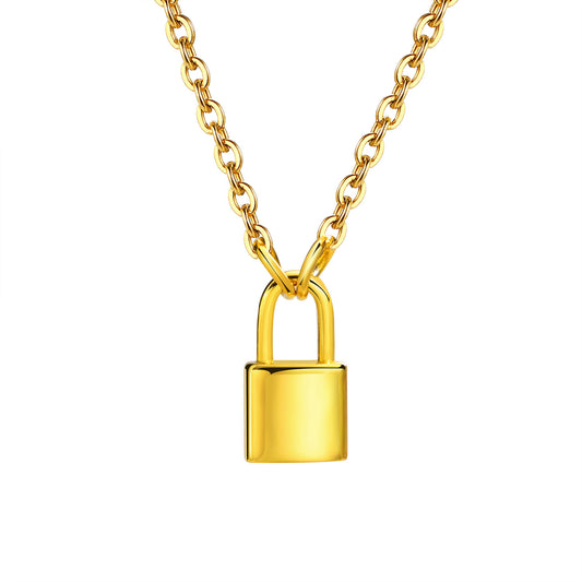 Stainless Steel Small Lock Necklace Gold Women Jewelry Wholesale