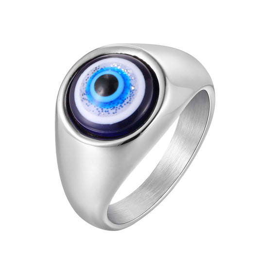 Stainless Steel Hip Hop Epoxy Devil's Eye Unisex Ring